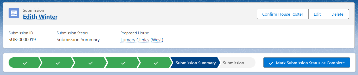 Submission Summary step