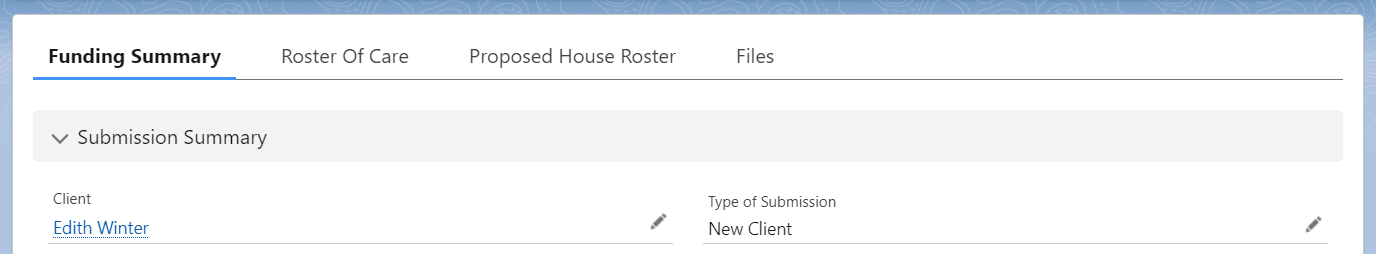 Submission summary tabs
