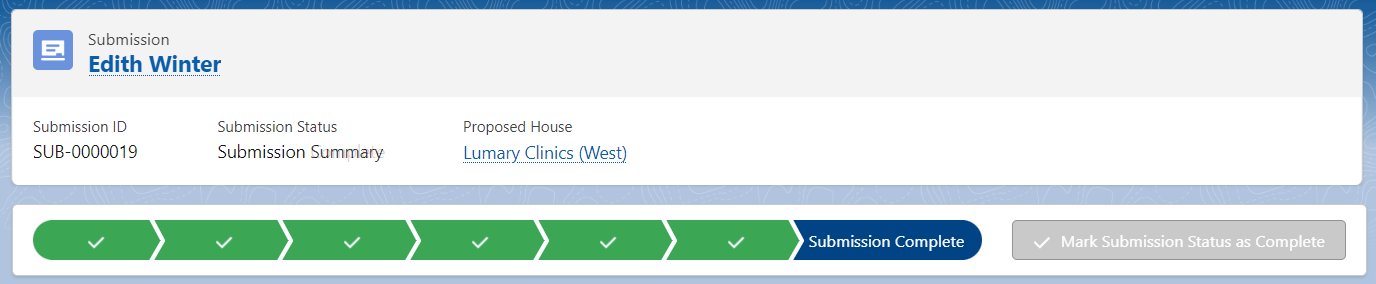 Submission Complete step