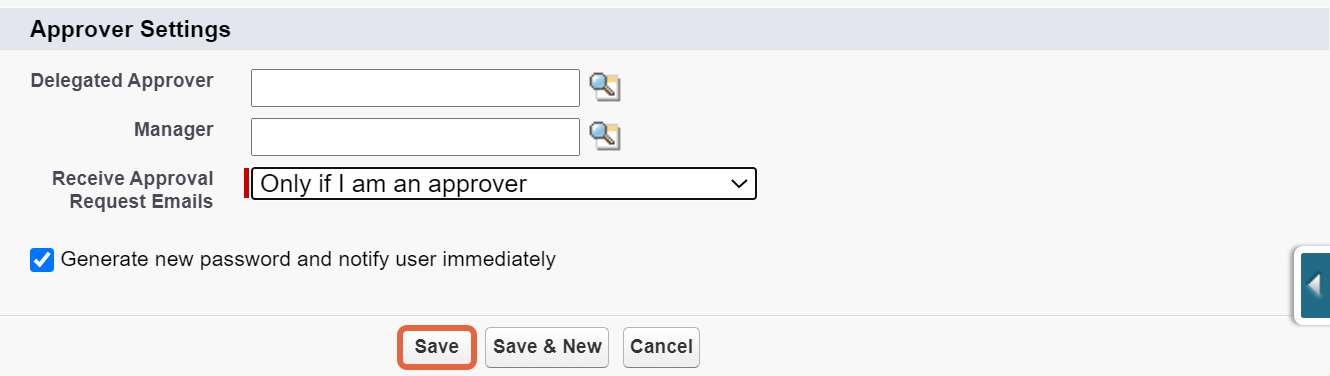 Approver settings and password generation