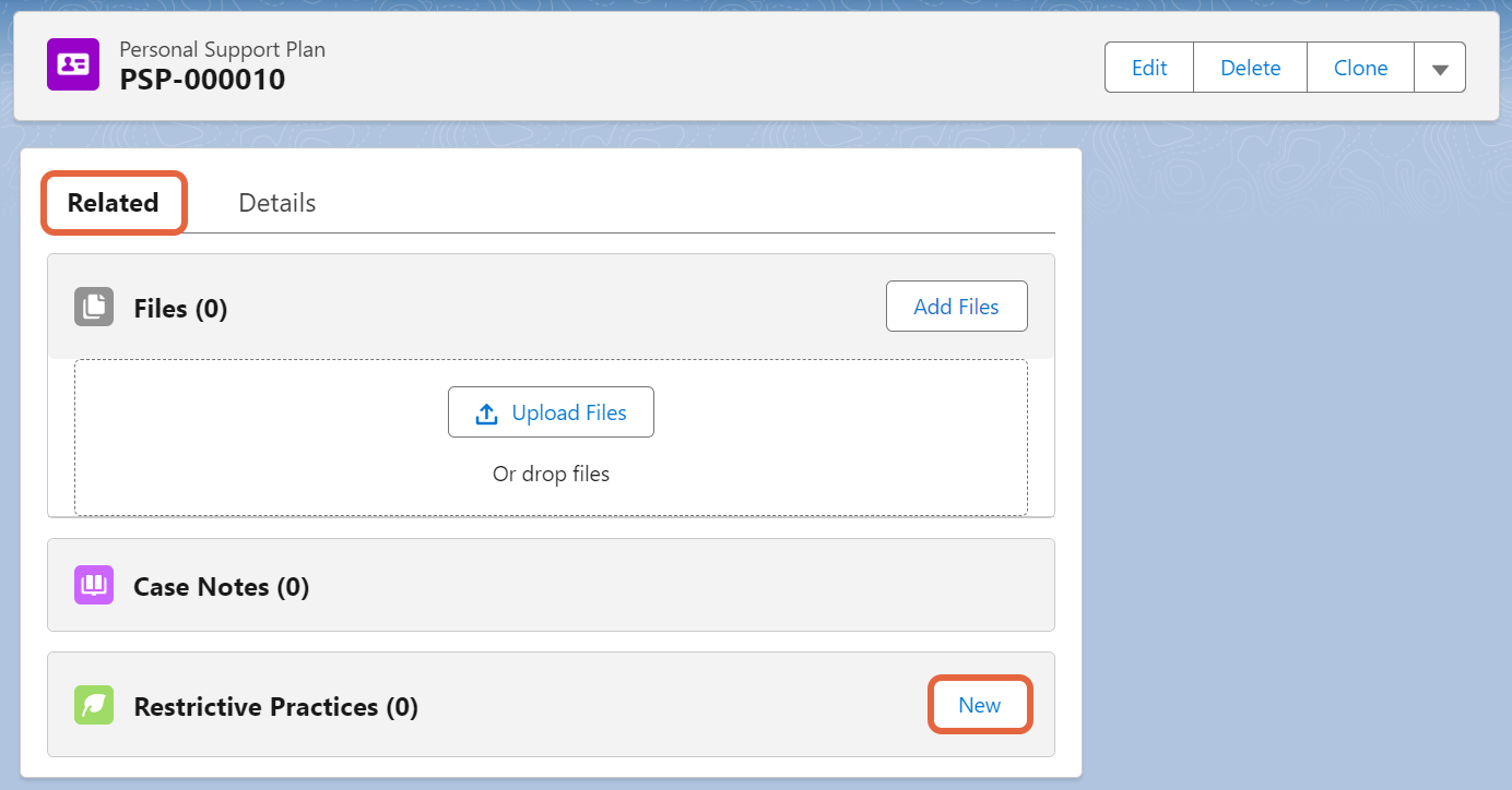 New restrictive practice button