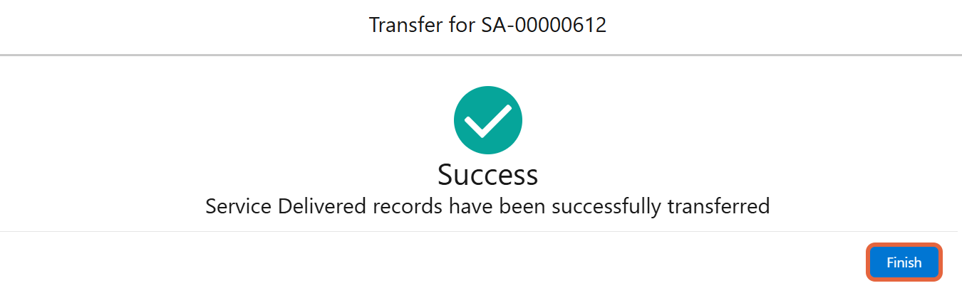 Transfer success confirmation