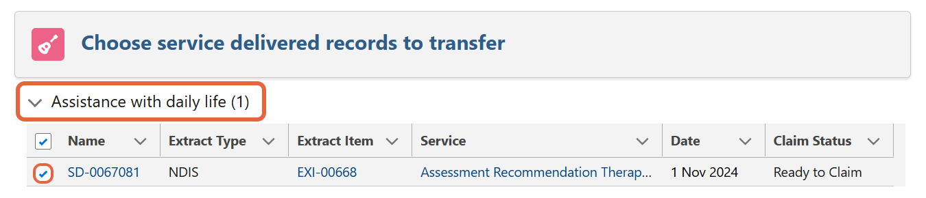 Choose SD records to transfer