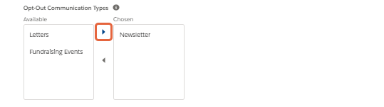 Opt-out communication types field