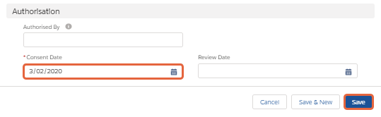 Authorisation section