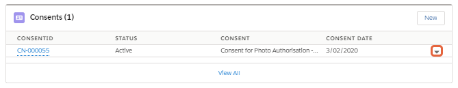 Edit consent drop-down arrow