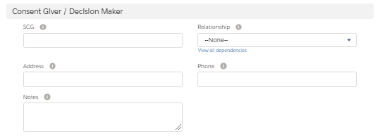 Consent giver / decision maker section