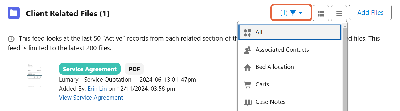 Filter list of categories