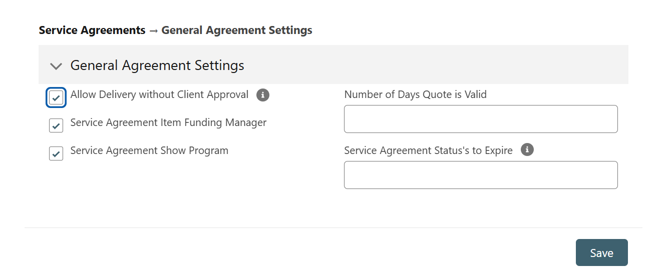 Allow Delivery without Client Approval checkbox