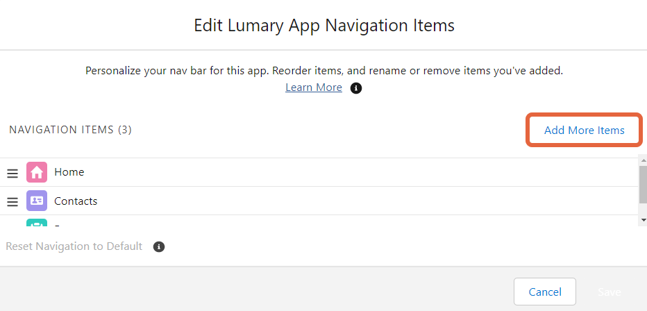 Click Add More Items