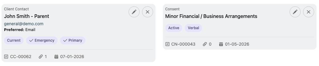 support plan item client contact
