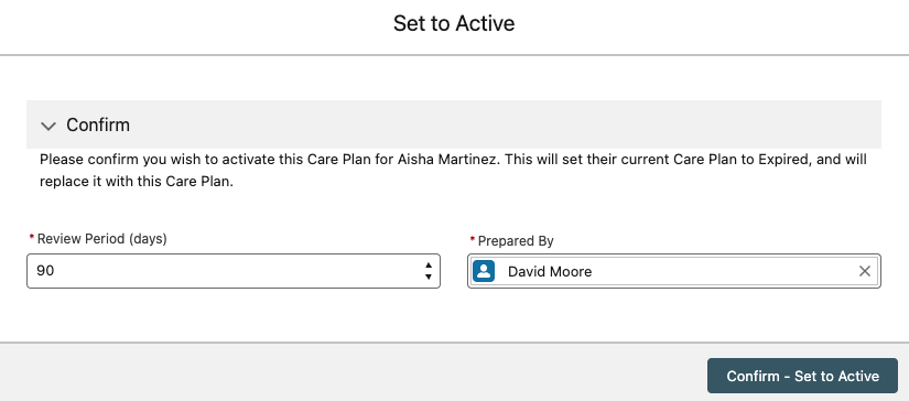 support plan activation