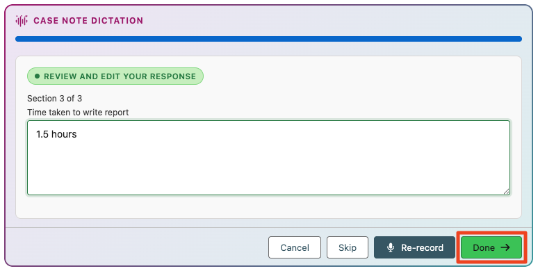 dictation done